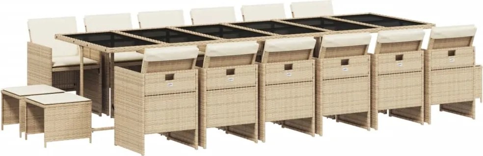 vidaXL Set mobilier de grădină cu perne, 17 piese, bej, poliratan