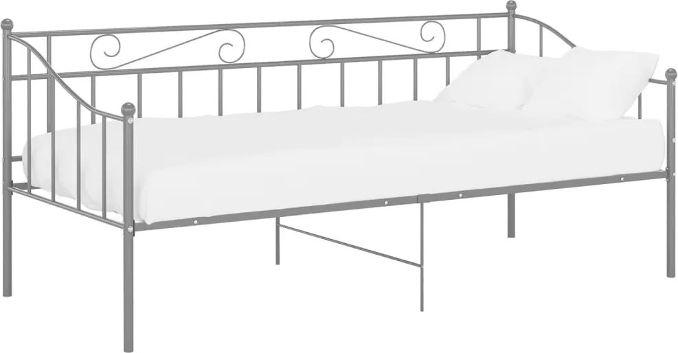 vidaXL Cadru pat canapea, gri, 90x200 cm, metal