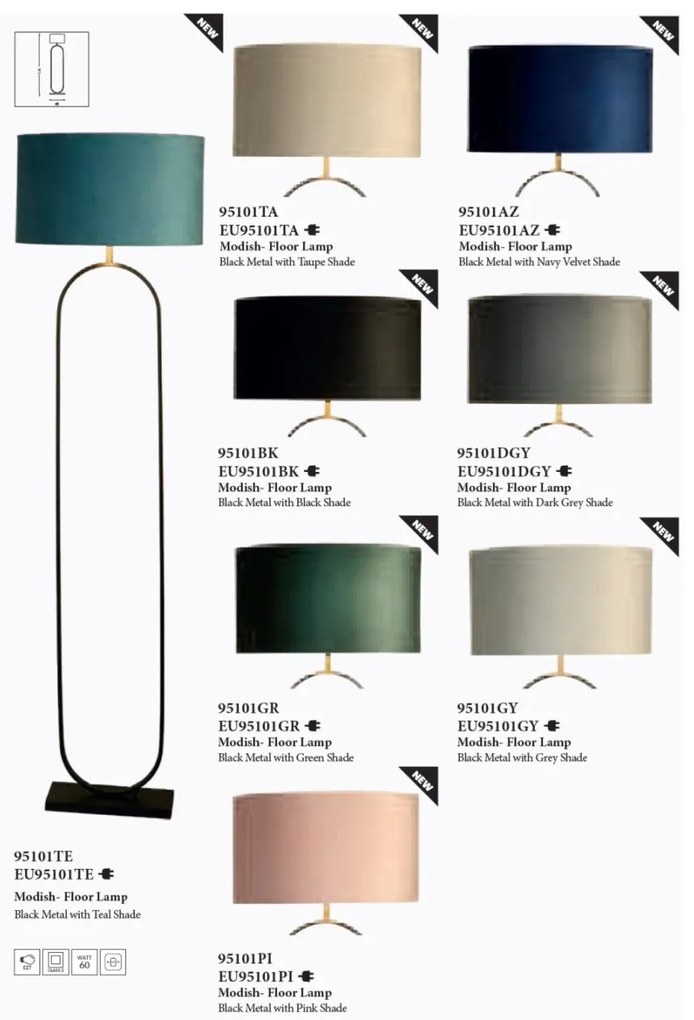 Lampadar/Lampa de podea decorativa Modish negru/navy