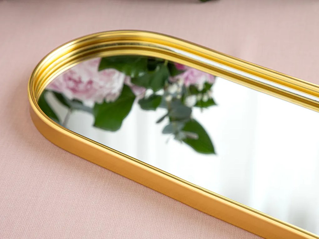 Shaped  metal  cu Oglindă  tavă 30x12 Cm Auriu