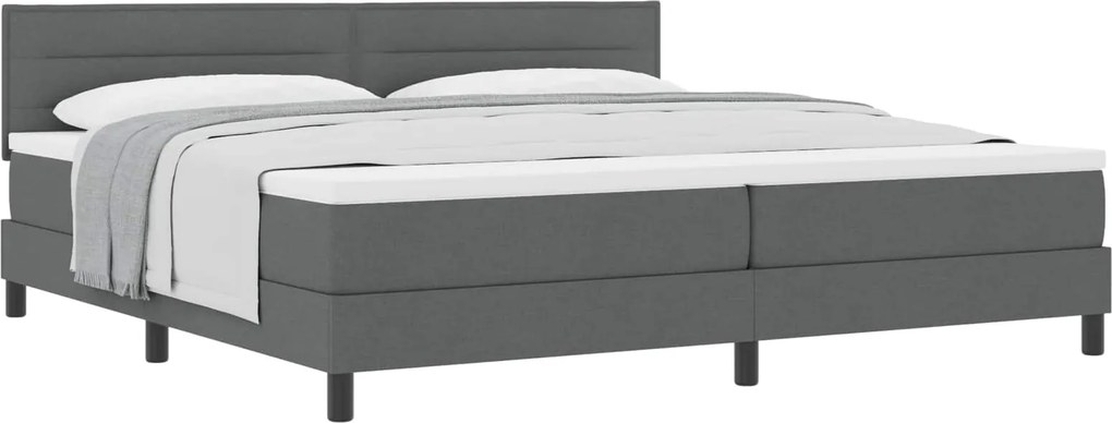 vidaXL Pat cu arcuri cu saltea Gri închis 200 x 200 cm țesătură