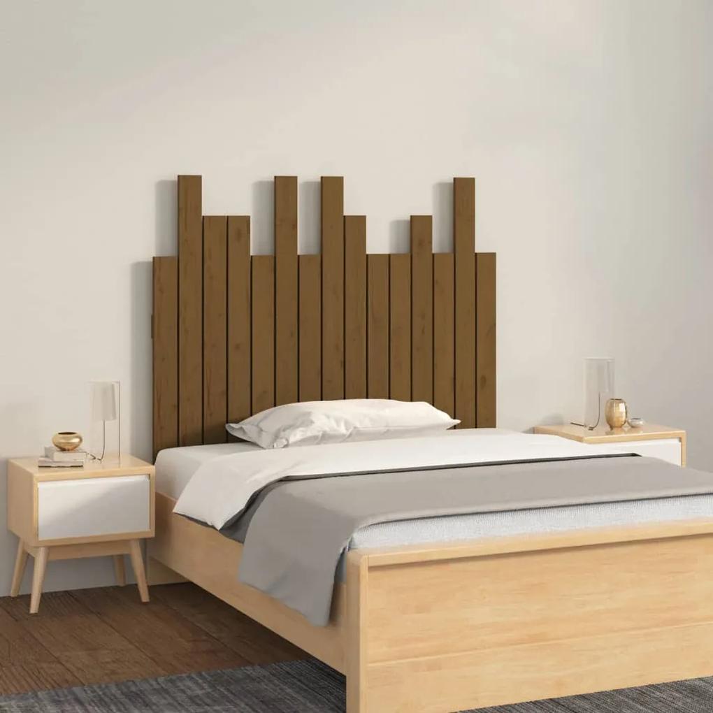 824786 vidaXL Tăblie de pat de perete, maro miere 95,5x3x80 cm lemn masiv pin