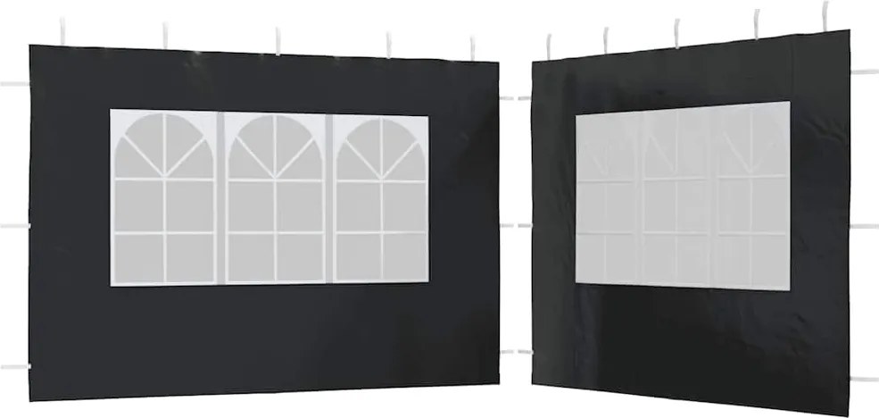 vidaXL Perete lateral cort petrecere, 2 buc,antracit, PE, cu fereastră