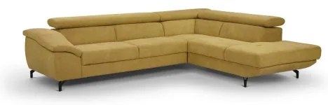 Canapea colțar extensibilă cu spațiu depozitare, model BRESCIA, dreapta, galbenă