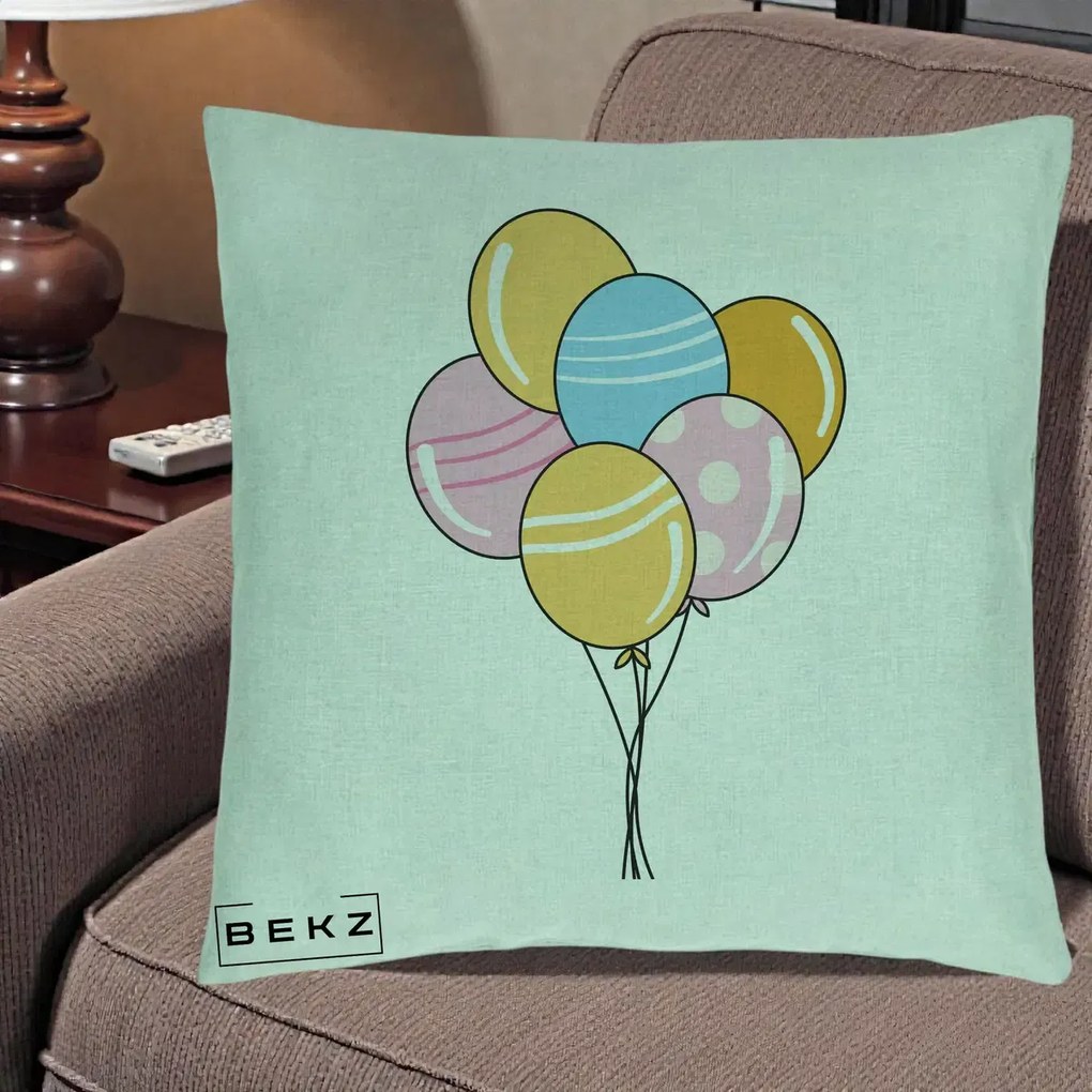 Perna Decorativa Baloane Petrecere, 40x40 cm, Verde Menta, Husa Detasabila, Perna Inclusa, BEKZ®