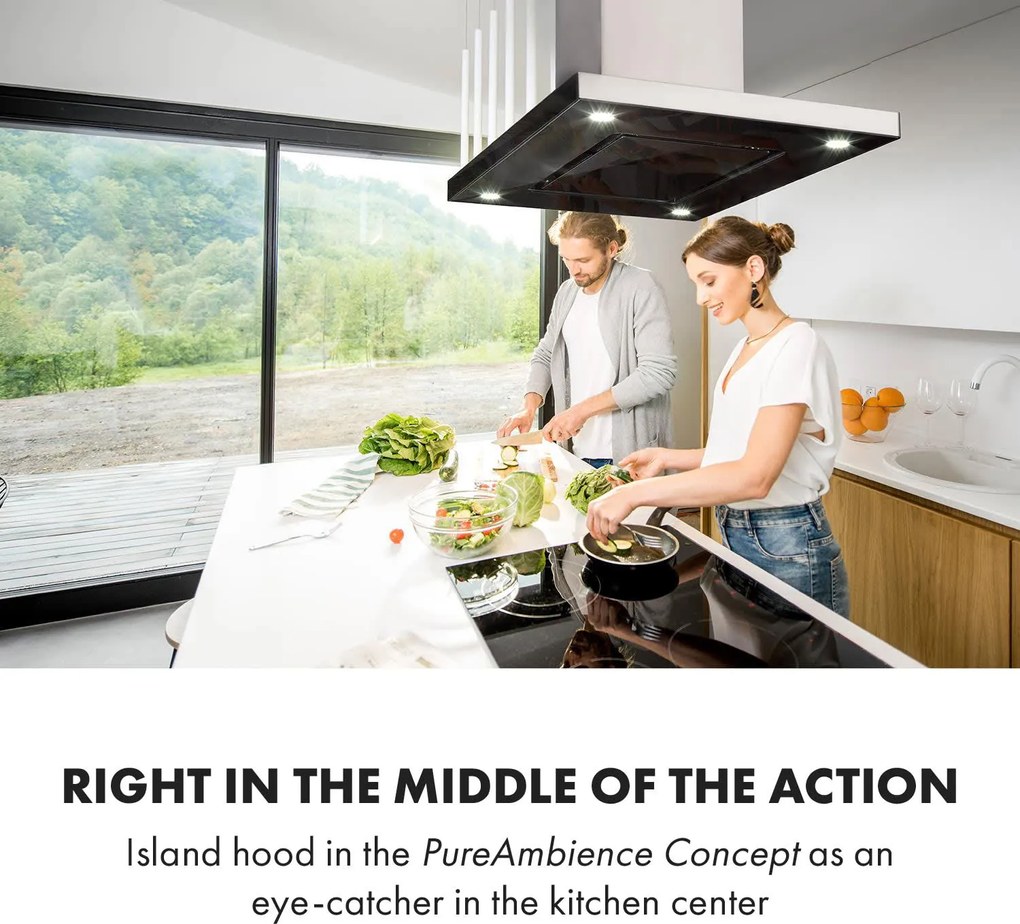 Klarstein Valeria, hotă de aburi, touch LED, 90 cm, 650 m³/h sticlă, oțel inoxidabil