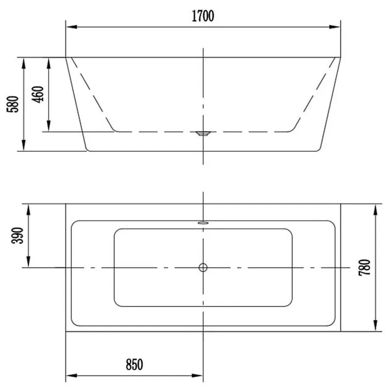 Set cada baie freestanding, lipita de perete, 170x80 cm, Alvaro si baterie cada incastrata negru mat Silia