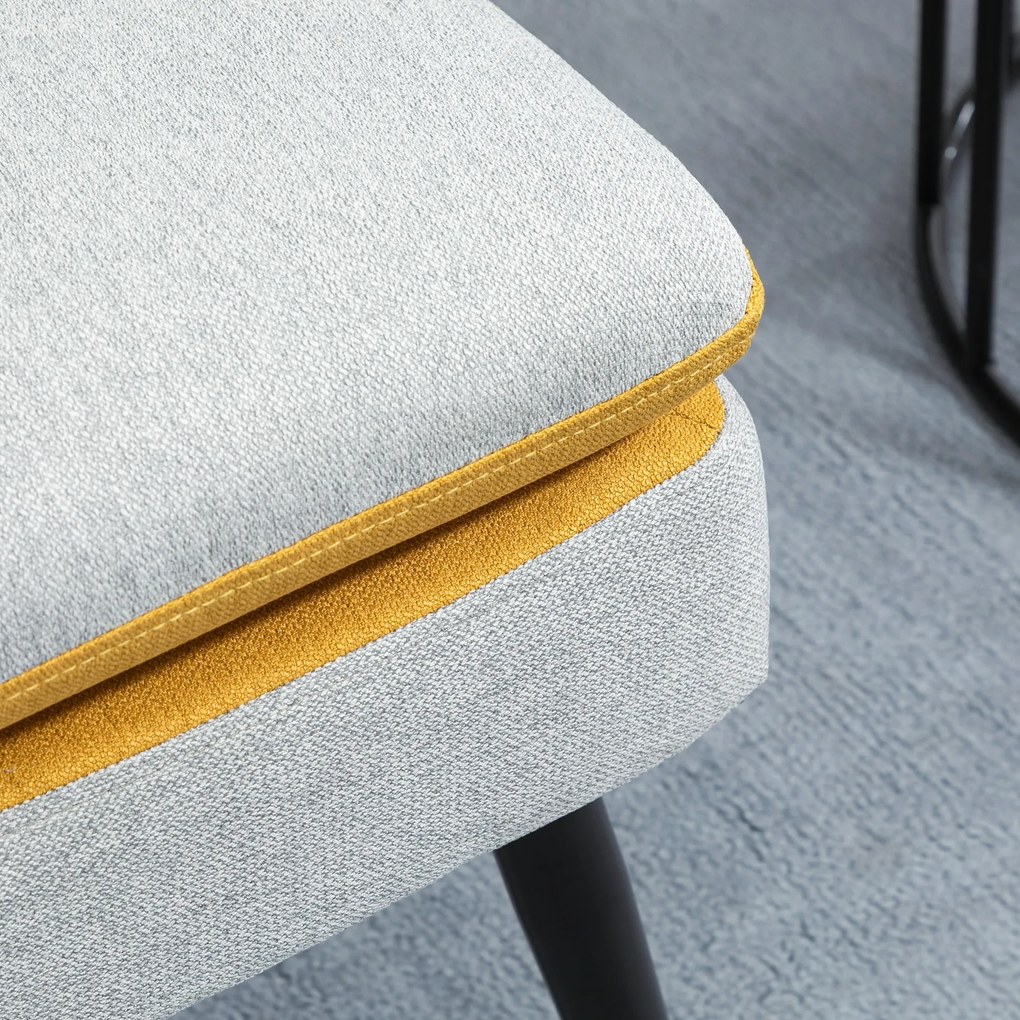 HOMCOM Fotoliu de design tapitat cu picioare de otel, fotoliu modern din material gri si galben, 58x75x85cm | AOSOM RO