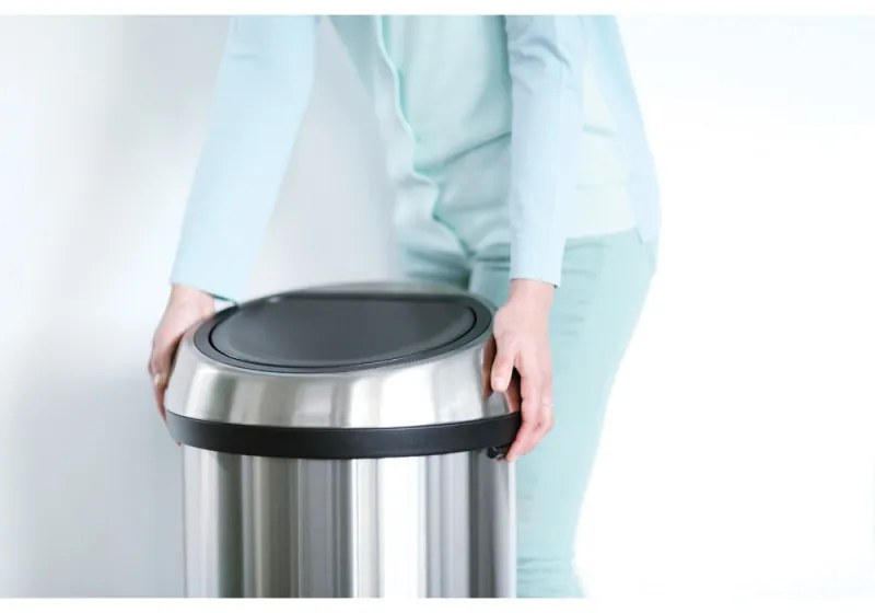 Cos de gunoi Brabantia Touch Bin 647251, 60 L, Deschidere lina si silentioasa, Negru/inox