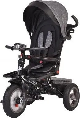 Tricicleta cu copertina detasabila NOVOKIDS™ Jockey Trike , Cu far luminos si melodii, Roti gonflabile din cauciuc, Pozitie somn, Pedale si maner