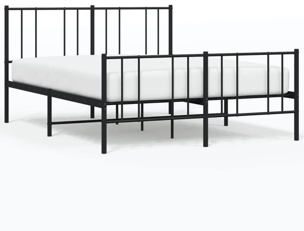 352495 vidaXL Cadru pat metalic cu tăblie de cap/picioare, negru, 120x190 cm