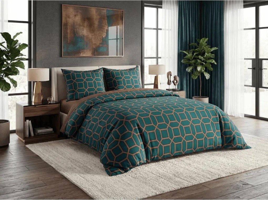 Lenjerie de pat din microfibra microflanel KERNAL verde Dimensiune lenjerie de pat: 2 buc 70 x 90 cm | 200 x 220 cm