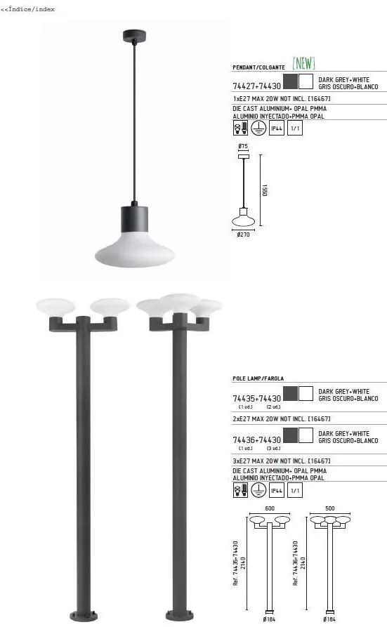 Pendul exterior 74427+glob 74430 Blub-s