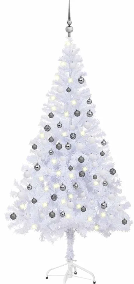 vidaXL Brad de Crăciun pre-iluminat cu globuri, 150 cm, 380 de ramuri