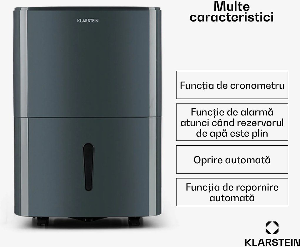 Klarstein DryFy20 Dezumidificator 420W 20l/d 230m³/h 35-50m² DrySelect 45dB Gri