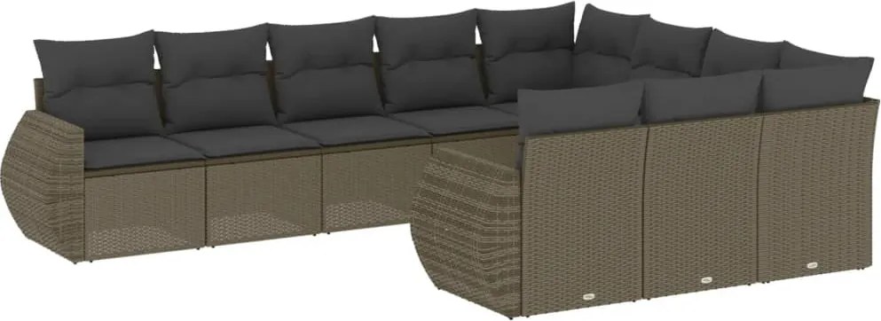 vidaXL Set canapele de grădină cu perne 10 piese gri deschis poliratan