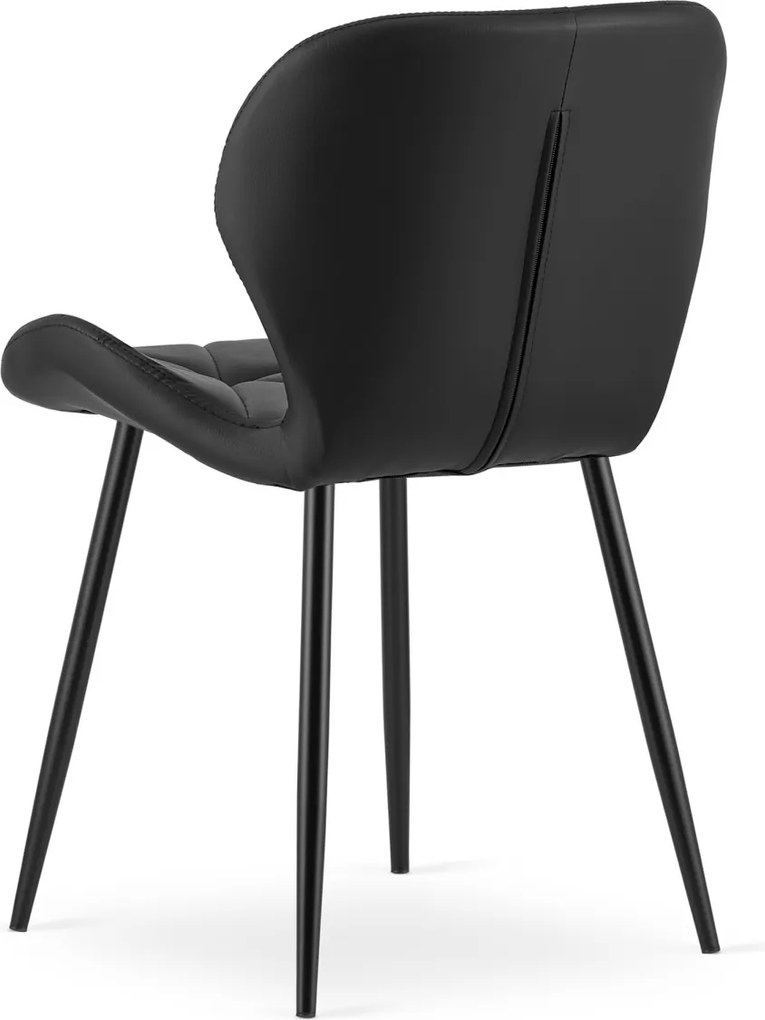 Scaun de masa MANGO din piele ecologica cu picioare negre, negru