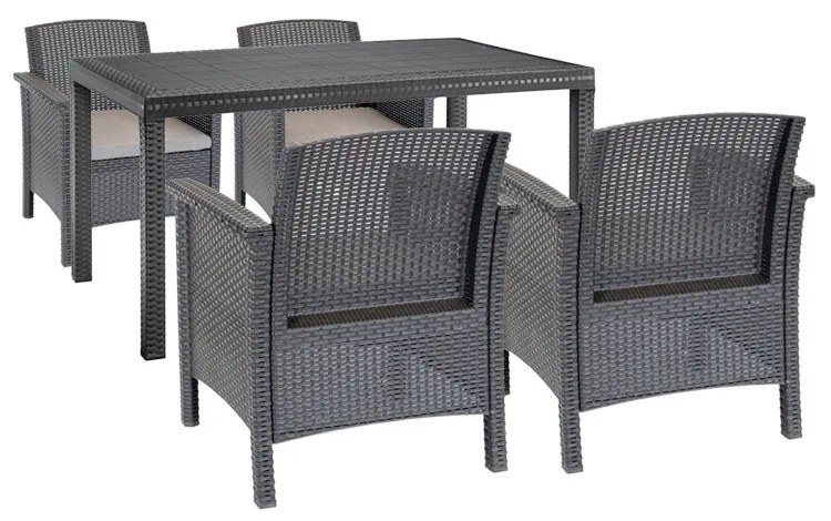 Set mobilier de grădină Venus IV cu 4 locuri, grafit