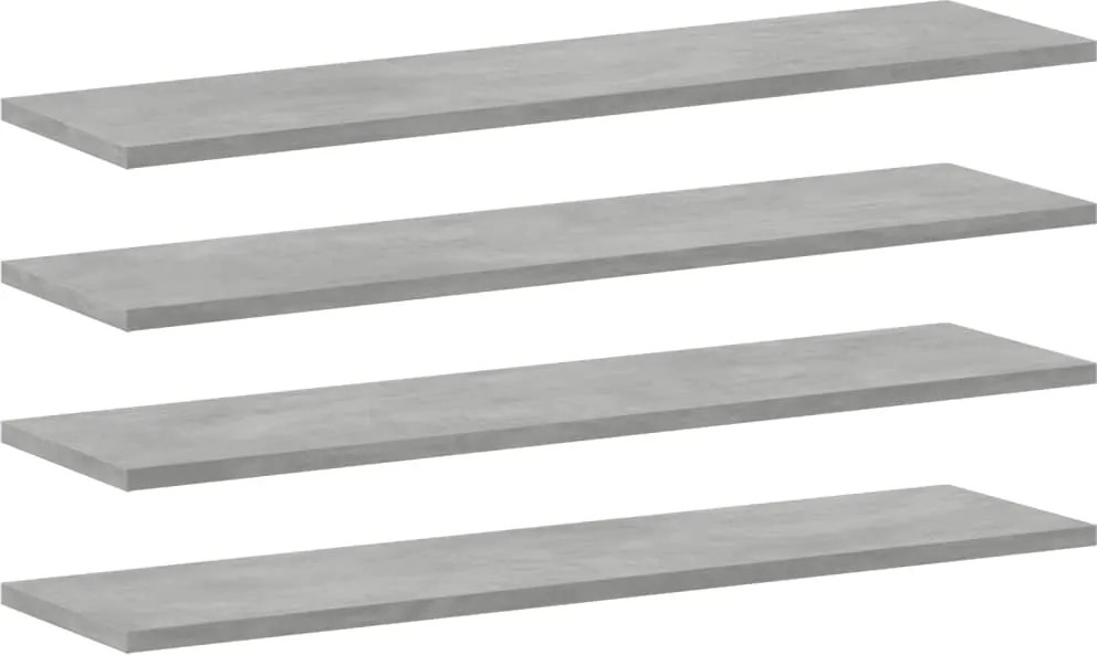 vidaXL Plăci bibliotecă, gri beton, 4 buc, 80 x 20 x 1,5 cm, lemn