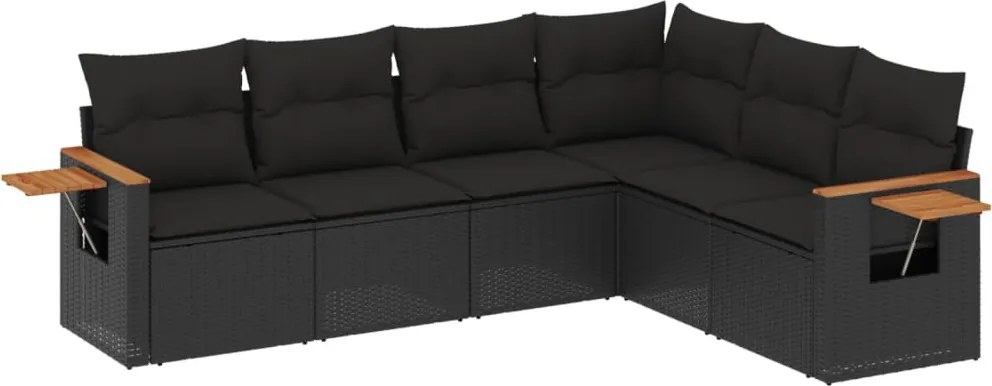 vidaXL Set mobilier de grădină cu perne, 6 piese, negru, poliratan