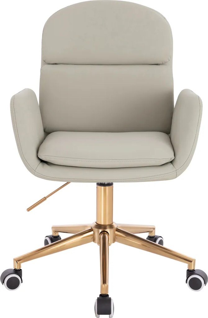 HR480K Scaun Ecru Piele Ecologica Premium Soft cu Bază Aurie