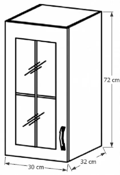 Dulap superior de bucătărie so sticlăm G30SL Sillina (sosna andersen). 1015049