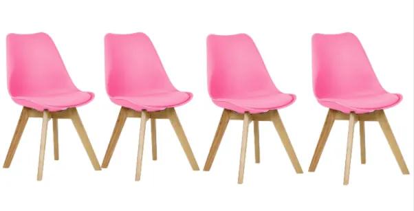 Set scaune roz stil scandinav BASIC 3 + 1 GRATUIT