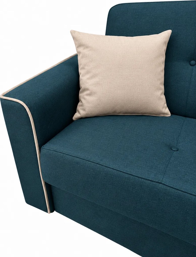 Canapea VERA extensibila, 3 locuri, lada de depozitare, stofa turcoaz + bej, 225x90x90 Stofa, Turcoaz + Bej