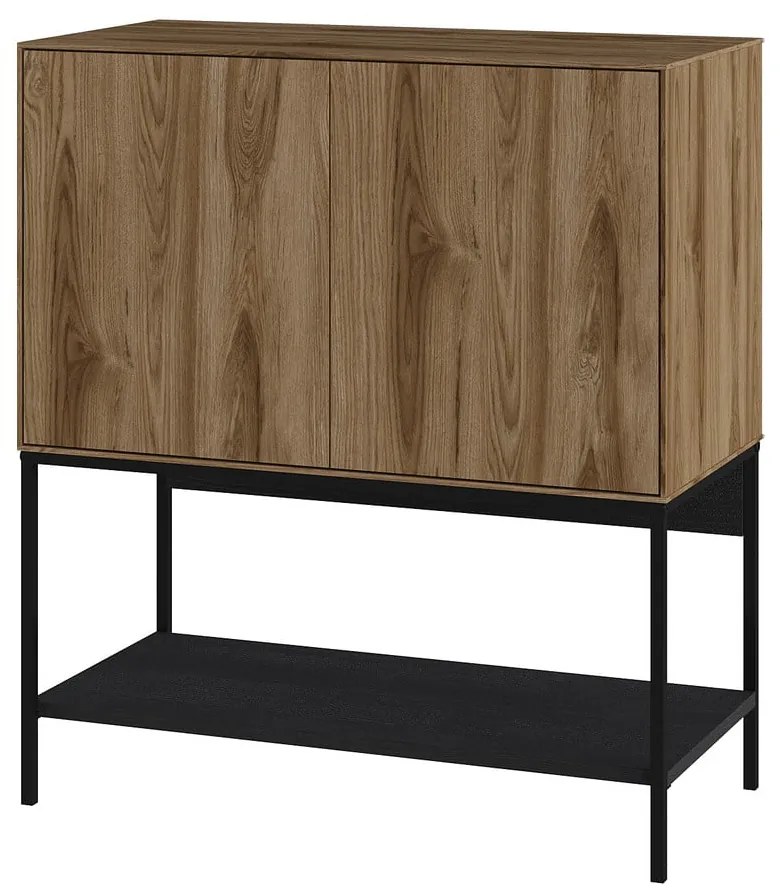 Dulap negru/în culoare naturală cu aspect de lemn de stejar 80x90x40 cm Amira – Marckeric