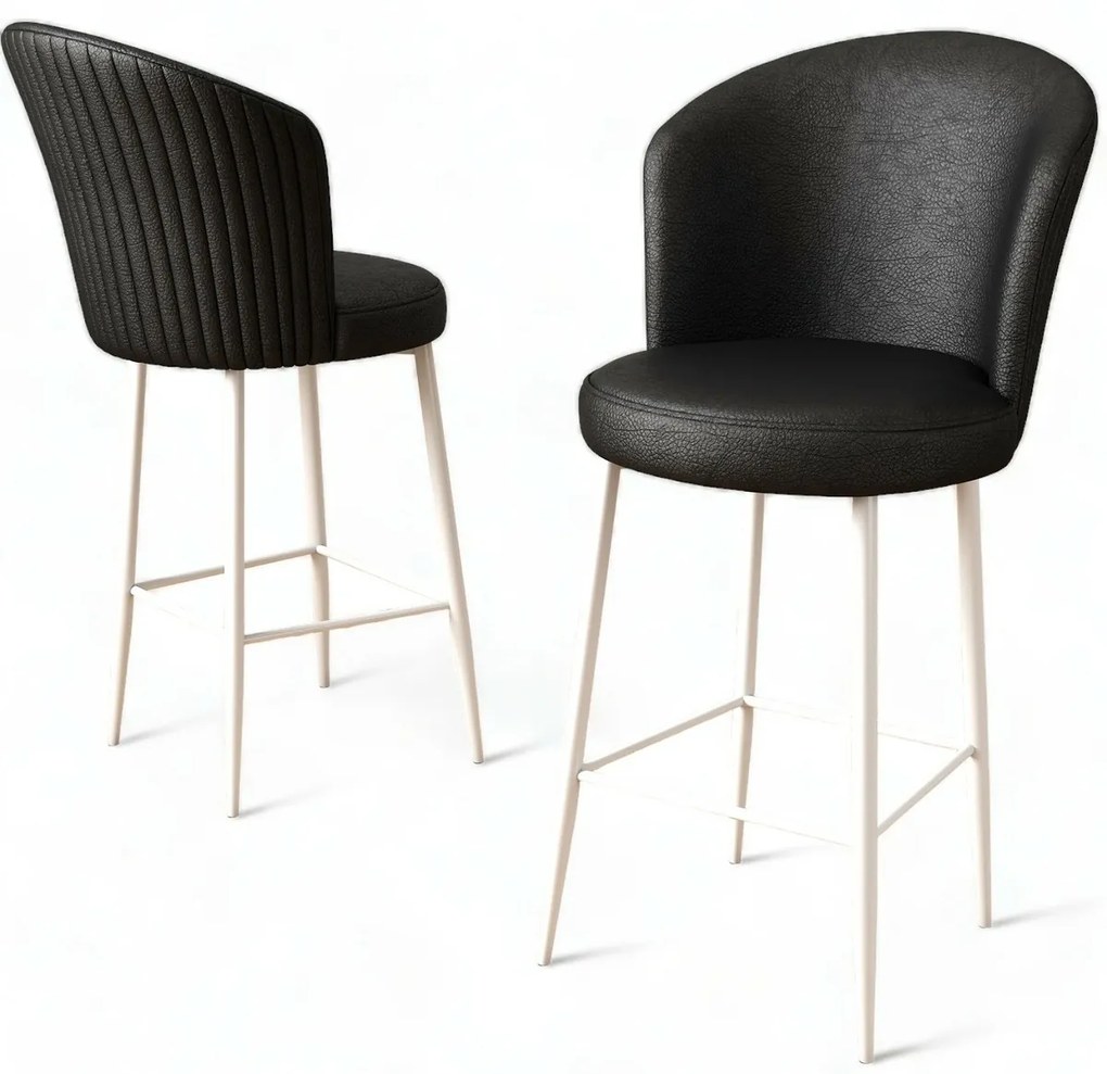 Set de scaune de bar Uras Black and White, 2 buc., 2 buc.