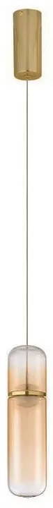 Pendul modern LED, Metal, Auriu, Sticla, Amber, Norma