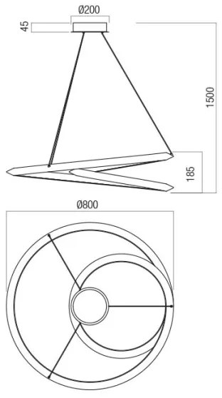 Redo 01-3377 - Lustră LED dimabilă pe cablu STORM LED/60W/230V, aurie