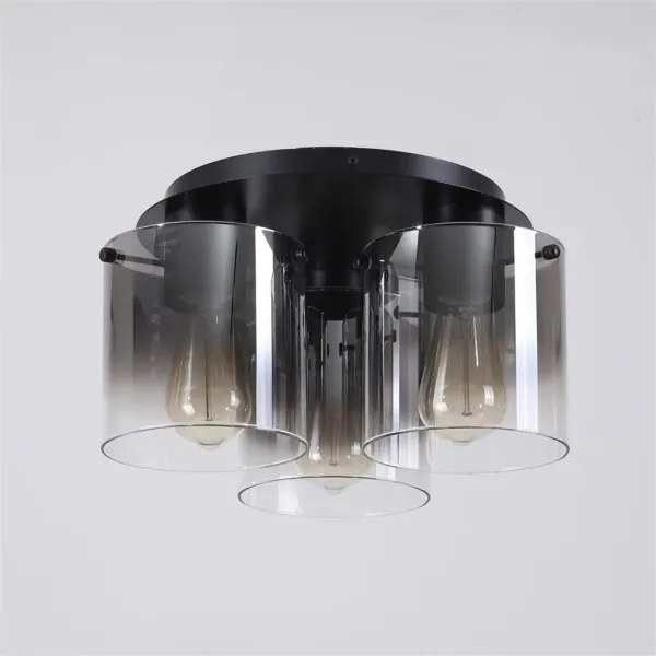 Plafonieră Searchlight SWEDEN 88911-3BK - 3xE27/60W/230V, Ø39 cm, negru/fumuriu