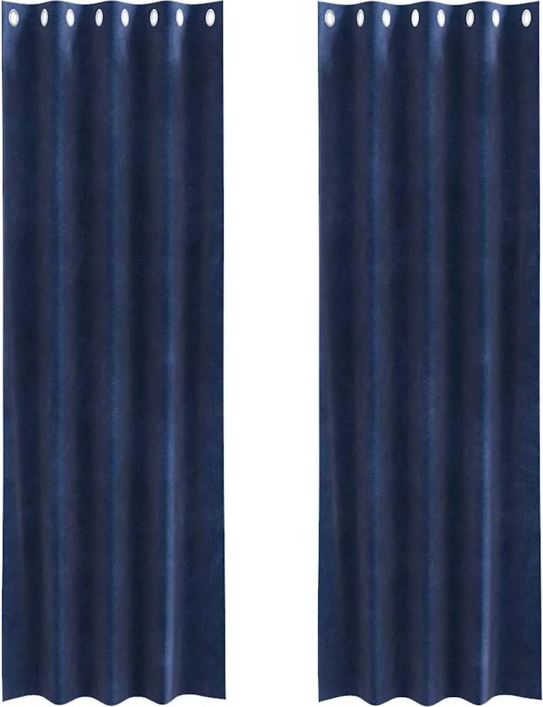 vidaXL Perdele opace 2 pcs Albastru închis 140 x 245 cm Catifea