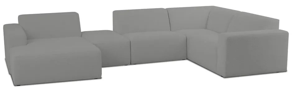 Colțar gri cu tapițerie din stofă bouclé (în formă de "U") Roxy – Scandic