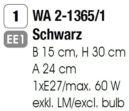 Aplica de perete GEORGINA WA 2-1365/1 schwarz OR