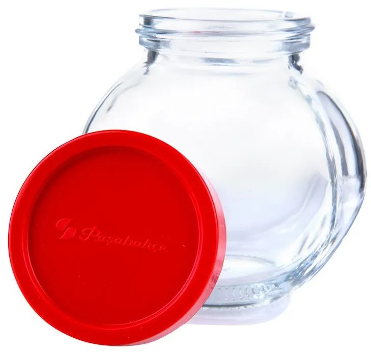 Set borcane depozitare cu capac rosu 200ml, 3 buc, Bella