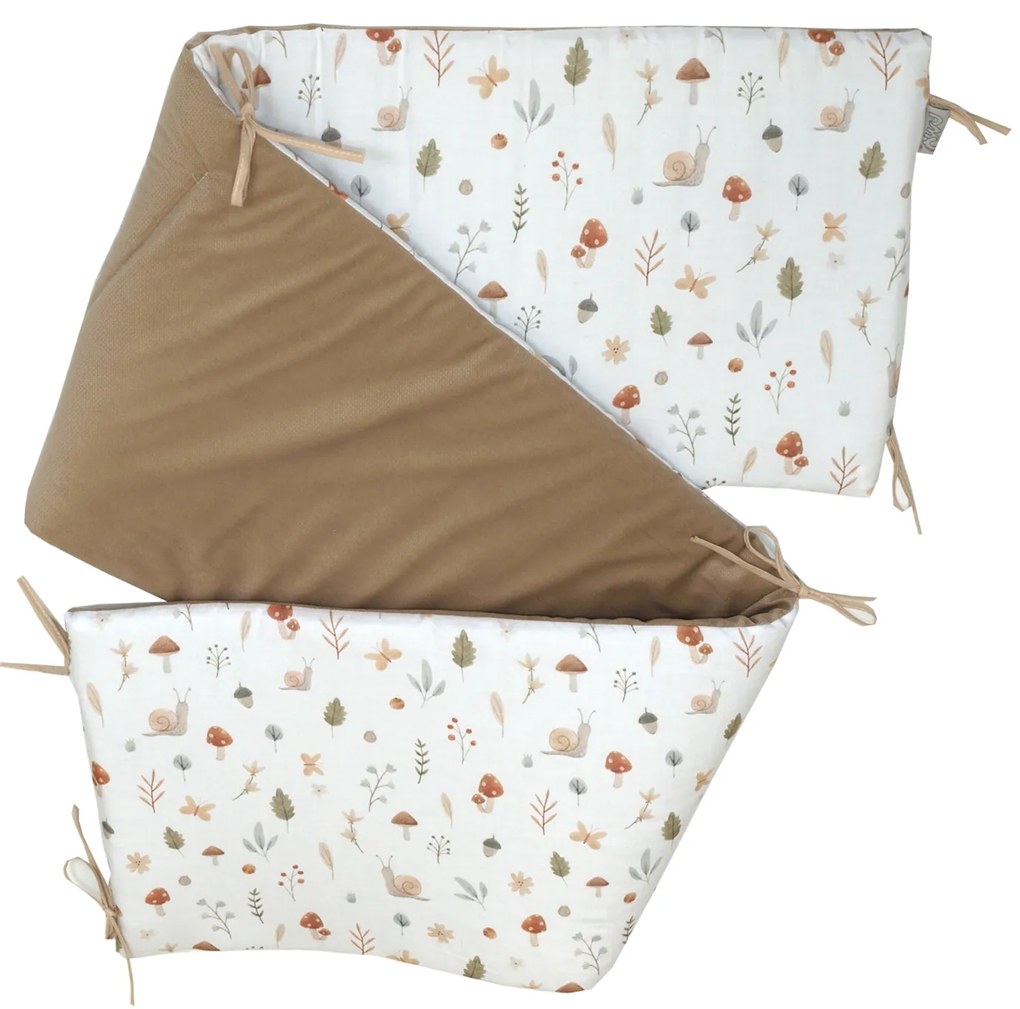 Aparatoare laterala patut, 2 fete, Comori din natura, velvet bej, 180 x 35 cm