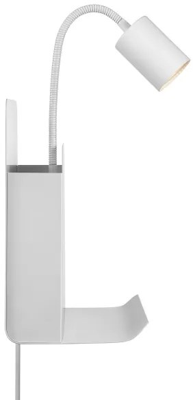 Nordlux - Aplica de perete ROOMI cu poliță și USB 1xGU10/8W/230V albă