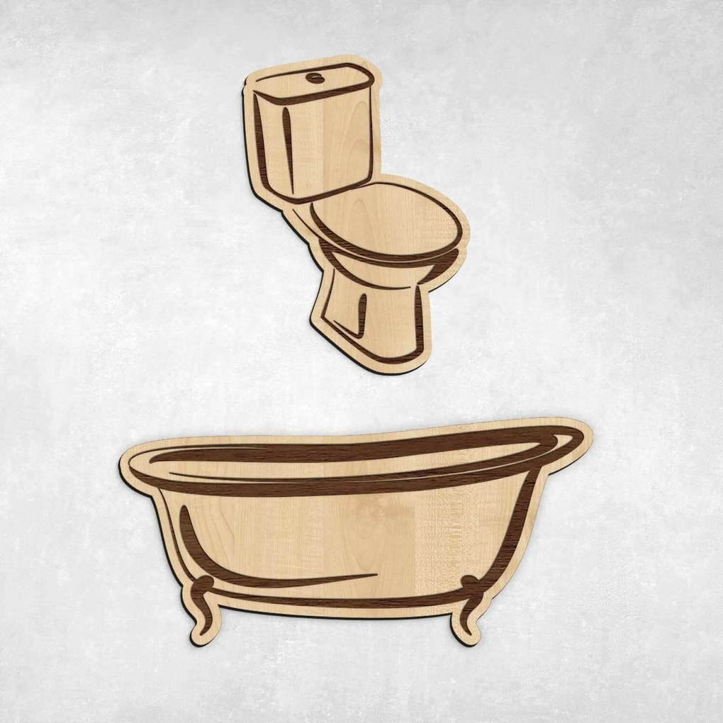 DUBLEZ | Semn indicator din lemn pentru ușă WC + Baie
