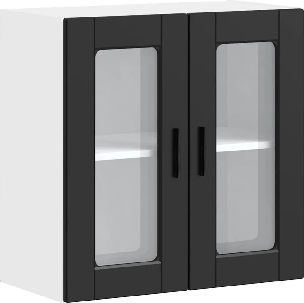 vidaXL Dulap de bucătărie cu ușă din sticlă „Porto” negru