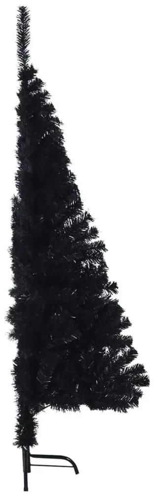 Jumatate de brad de Craciun cu suport, negru, 150 cm, PVC Negru, 150 x 95 cm, 1