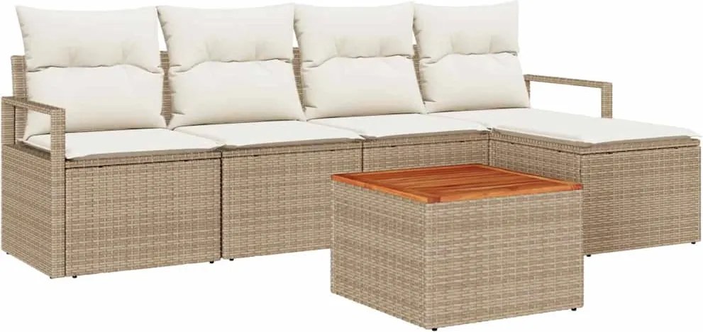 vidaXL Set de canapele pentru grădină 6 pcs Bej și crem poliratan