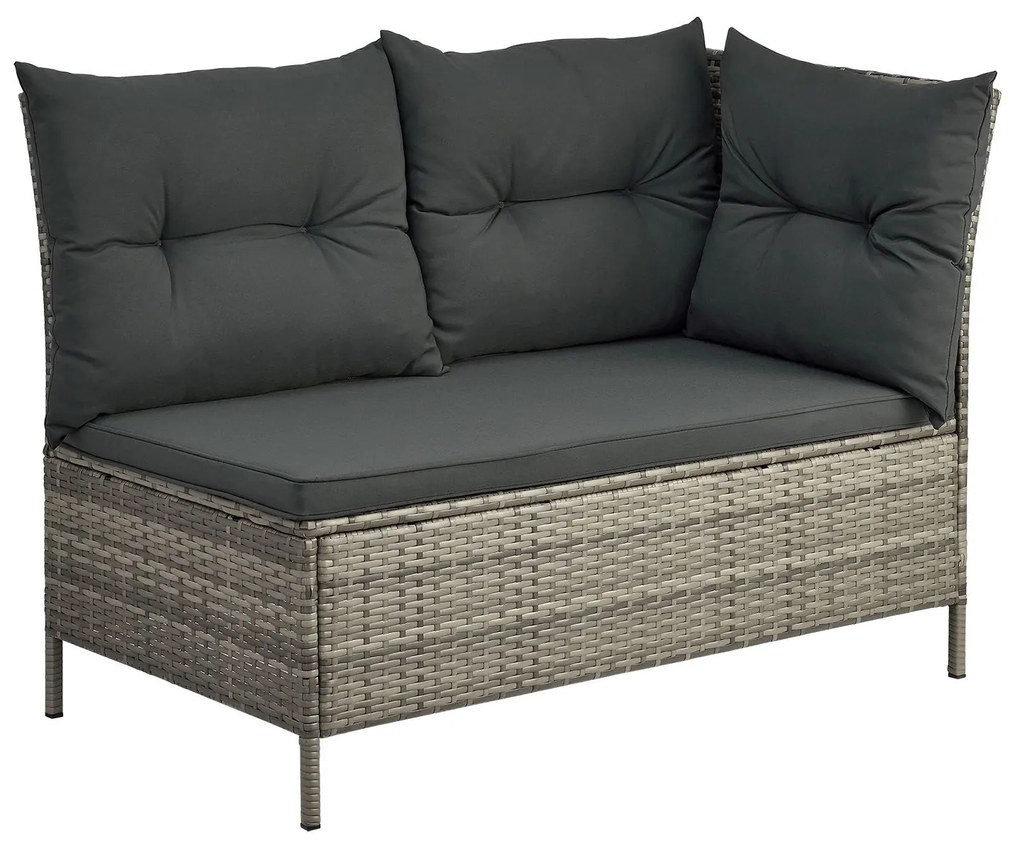 Set Lounge Polyrattan, accente gri Manacor cu perne gri