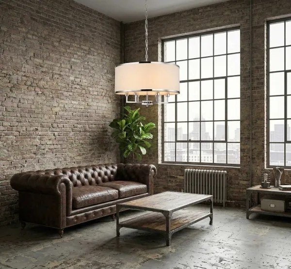 Open Design OR80209 - Lustră suspendată pe lanț CASA, 3xE14/12W/230V, crem/crom lucios