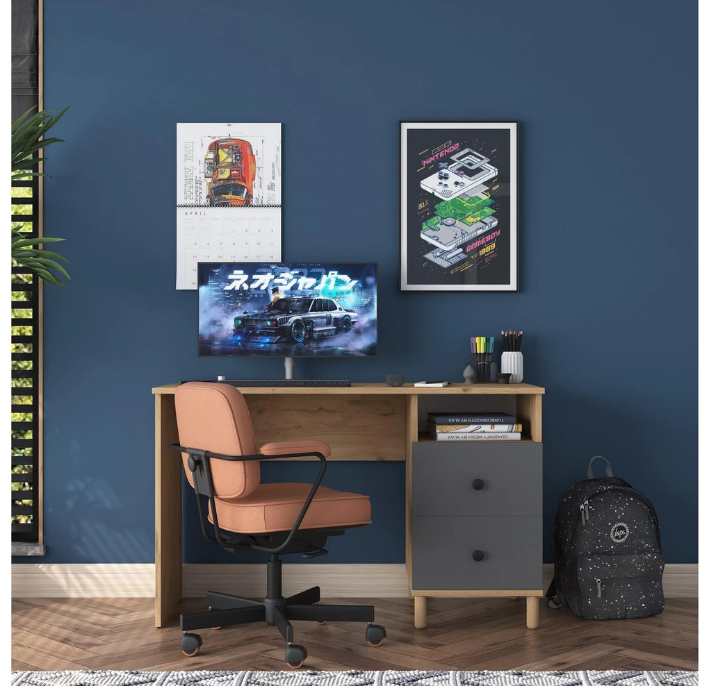 Masă PC Sikine 3 (Nuc + antracit) . 1094989