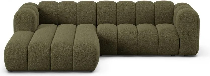 Colțar verde cu tapițerie din chenille (cu colț pe partea stângă/cu șezlong) Lupine – Micadoni