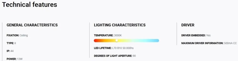 Spot LED incastrabil CROC IP44 recessed white 13W 13,5cm 90 grade 3000K CRI90 triac