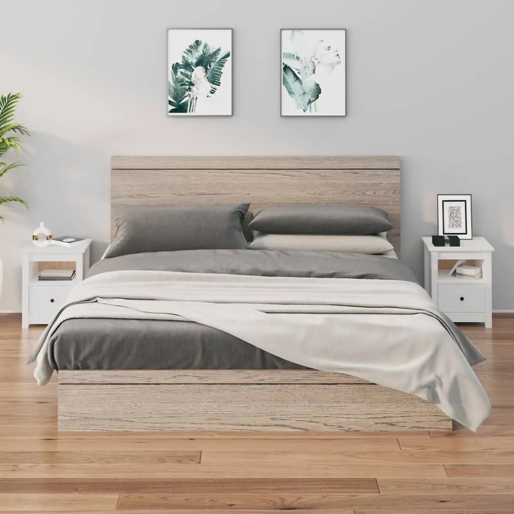 813712 vidaXL Noptiere, 2 buc., alb, 40x35x49 cm, lemn masiv de pin