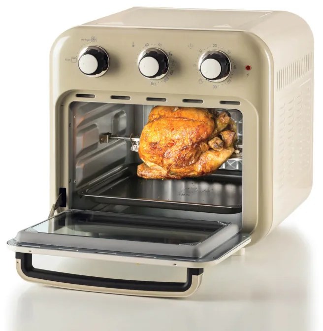 Friteuza cuptor cu aer cald Ariete VINTAGE 4632/03, 1400W, 16 L, Pana la 230°C, Timer, Cos rotativ, Alb/Bej